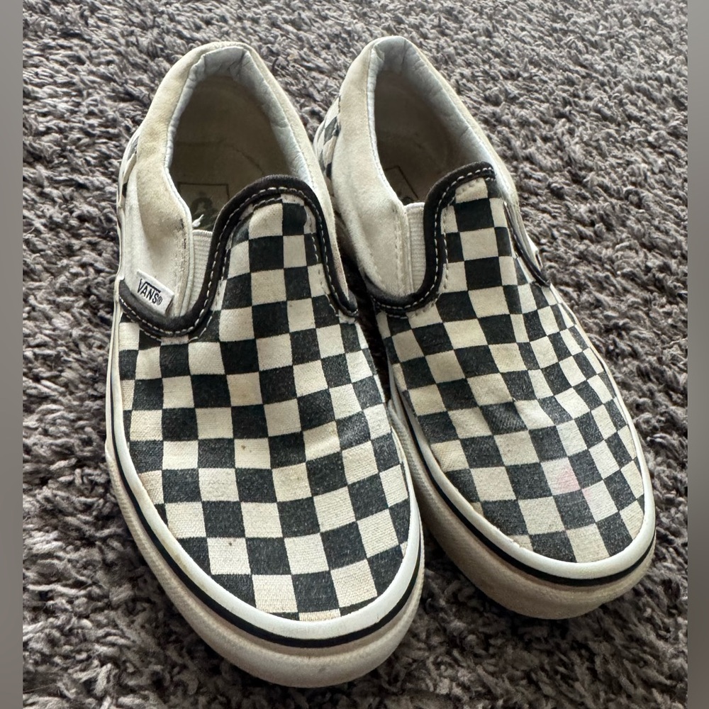 Vans Kids Black and White Checkered Slip-Ons 1.5
